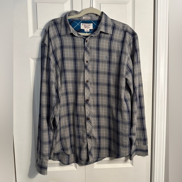 Original Penguin Other - Original Penguin Gray Plaid Long Sleeve Button Up Classic Fit Shirt Size Large